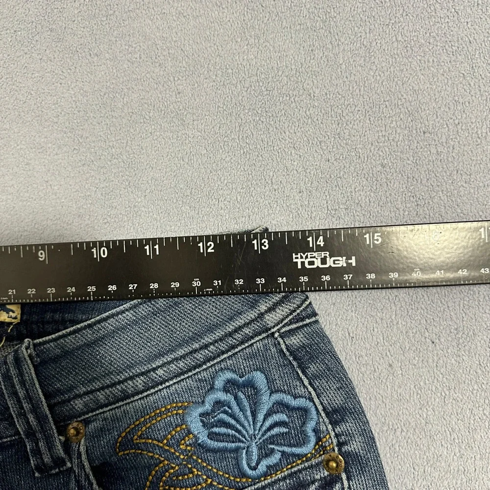 BQB DesignFusion Bermuda Denim Shorts Dark Wash Floral Embroidered Womens Size 3